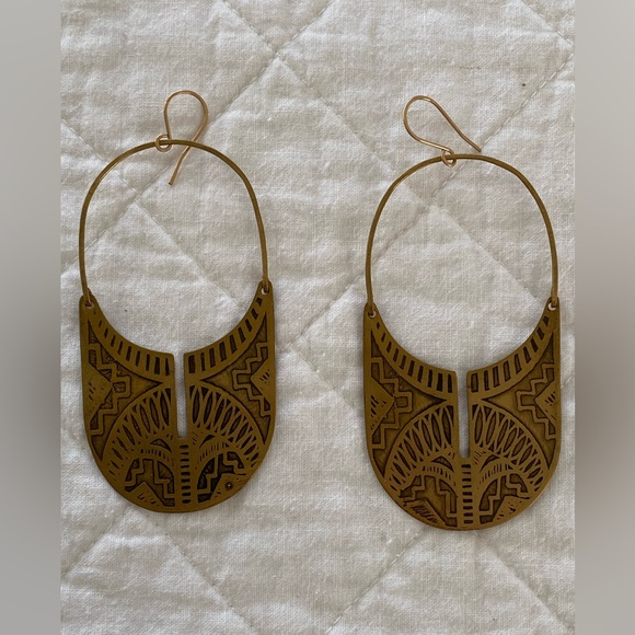 Serpentine & Fair Jewelry - Hand Etched Brass Earrings